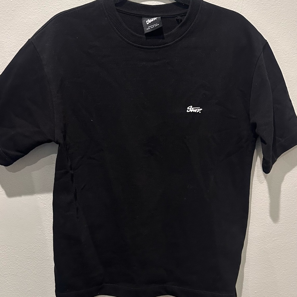 Stussy Black Short Sleeve Tee with White Script Logo